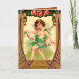 Tarjeta Festiva lindo cupido Valentine vintage