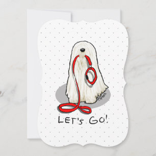 Tarjeta Festiva ¡Lindo Divertido Vamos! Paseo Perro Komondor con C