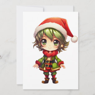 Tarjeta Festiva Lindo Elfo de Anime