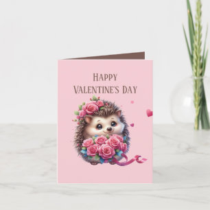 Tarjeta Festiva Lindo erizo de San Valentín para niños mensaje adi