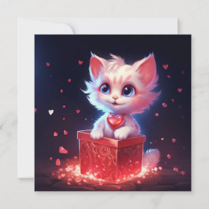 Tarjeta Festiva Lindo gatito del día de San Valentín