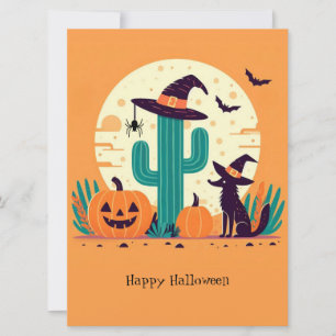 Tarjeta Festiva Lindo, Halloween suroeste desierto/cactus