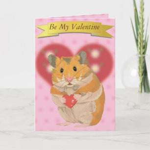 Tarjeta Festiva Lindo hámster dorado sosteniendo un corazón