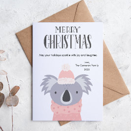 Tarjeta Festiva Lindo Koala de Cuadros Amante de las Mascotas Navi