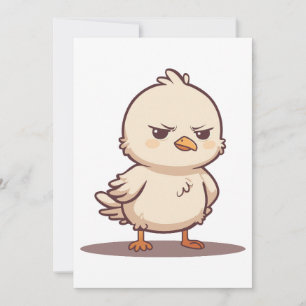 Tarjeta Festiva Lindo Pájaro Bebé Gruñón Divertido Dibujo Kawaii