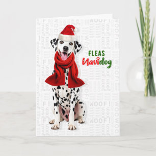 Tarjeta Festiva Lindo perro dálmata divertidas pulgas Navidog Navi
