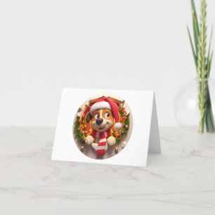 Tarjeta Festiva Lindo perro de doble cara rompiendo 