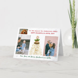 Tarjeta Festiva Lindo Perro Divertido Garras de Gato Positivas 3 F