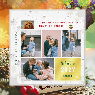 Tarjeta Festiva Lindo Perro Divertido Gato Felices Fiestas Collage