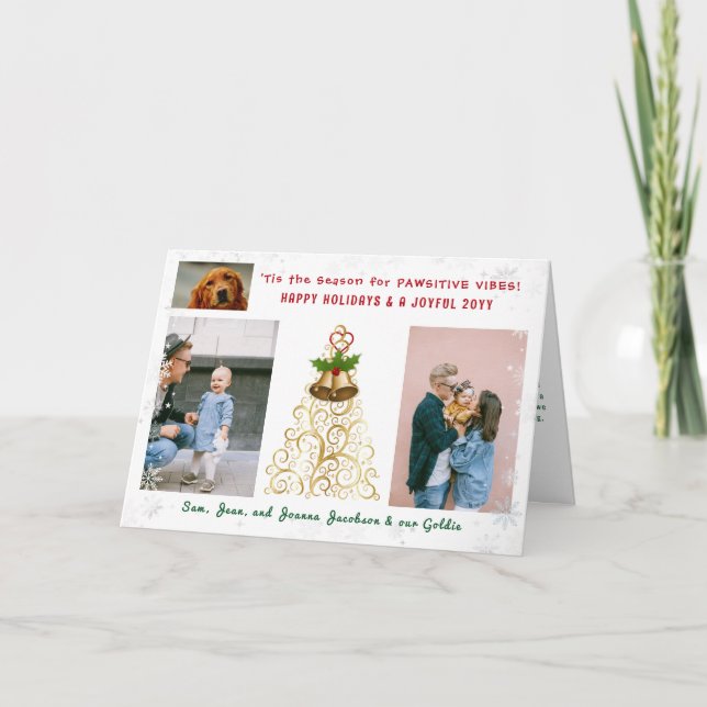 Tarjeta Festiva Lindo Perro Divertido Gato Patas Positivas 3 Fotos (Anverso)