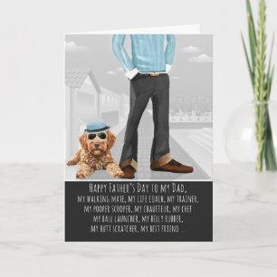 Tarjeta Festiva Lindo perro Goldendoodle y divertido Día del Padre