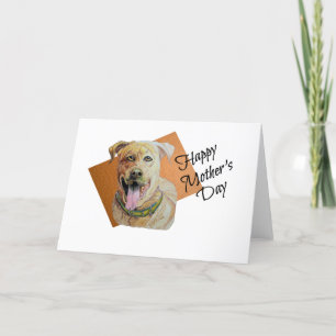 Tarjeta Festiva Lindo perro Pit Bull Brindle Feliz Día de la Madre