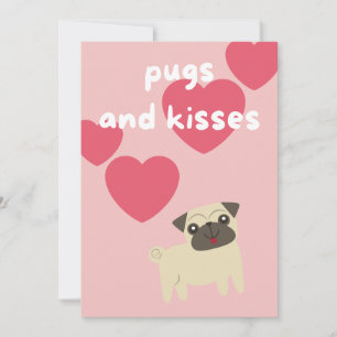 Tarjeta Festiva lindo perro pug de dibujos animados día de San Val