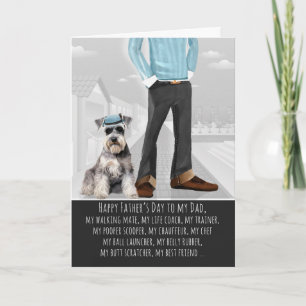 Tarjeta Festiva Lindo Schnauzer y Papá Divertido Día del Padre