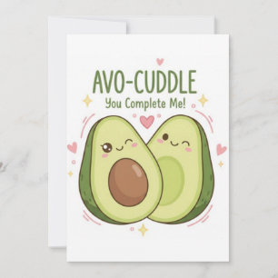 Tarjeta Festiva Lindo Tú Me Completas Pareja de Aguacate Kawaii
