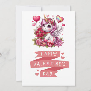 Tarjeta Festiva Lindo unicornio del día de San Valentín