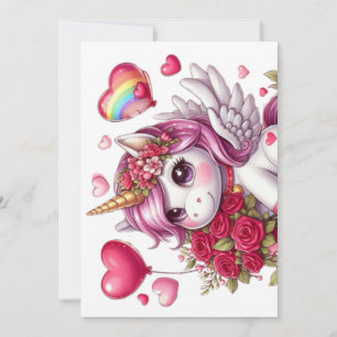 Tarjeta Festiva Lindo unicornio del día de San Valentín