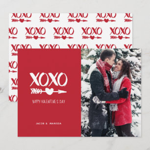 Tarjeta Festiva Lindo XOXO Rojo y Blanco Día de San Valentín