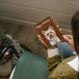 Tarjeta Festiva Lindo Yorkshire Terrier con Acuarela Personalizada