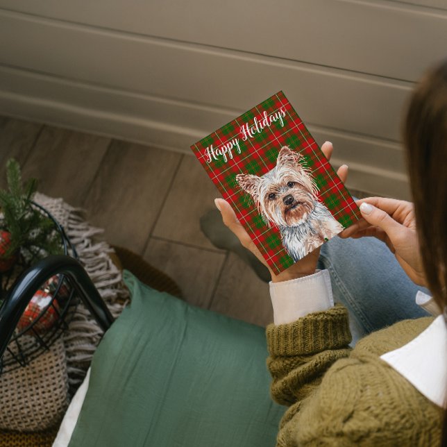 Tarjeta Festiva Lindo Yorkshire Terrier de acuarela personalizado (Subido por el creador)