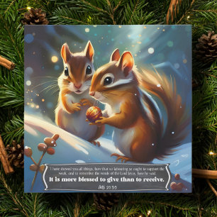 Tarjeta Festiva Lindos Versículos Bíblicos de Ardillas de Bosque e