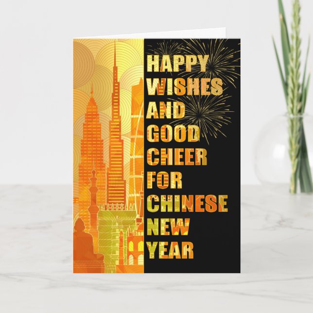 Tarjeta Festiva Línea aérea de Asia para el Año Nuevo chino y fueg (Anverso)