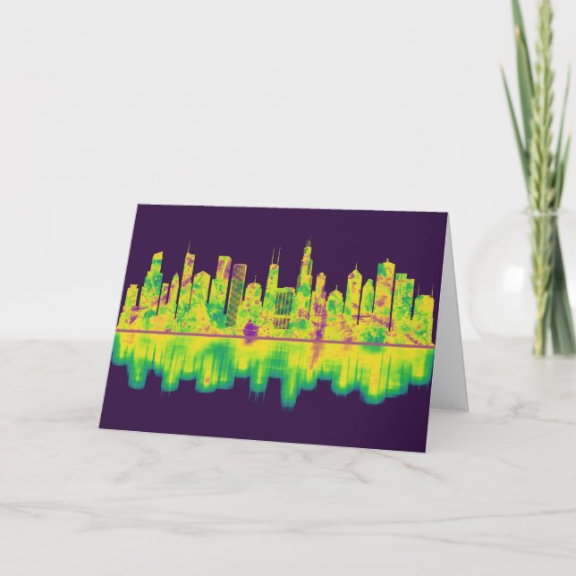 Tarjeta Festiva Línea aérea de Chicago Illinois (Anverso)