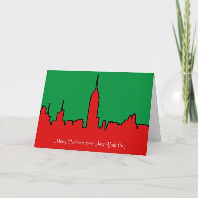 Tarjeta Festiva Línea aérea de NYC: Navidades de ESB Silhouette (Anverso)