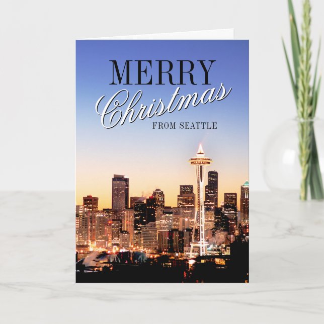 Tarjeta Festiva Línea aérea de Seattle en los Navidades (Anverso)