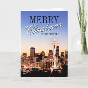 Tarjeta Festiva Línea aérea de Seattle en los Navidades
