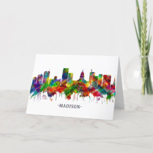 Tarjeta Festiva Línea de Skyline Madison Wisconsin