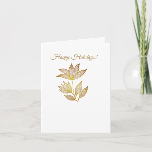 Tarjeta Festiva Línea Floral Dorada (Anverso)