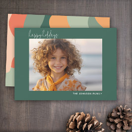 Tarjeta Festiva Línea Orgánica Arte Abstracto - 1 Foto Jade Coral