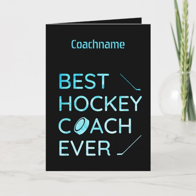 Tarjeta Festiva Líneas azules - Mejor entrenador de hockey, carta  (Anverso)