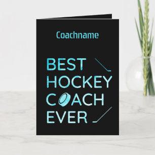 Tarjeta Festiva Líneas azules - Mejor entrenador de hockey, carta 