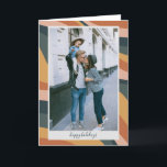 Tarjeta Festiva Líneas Onduladas Abstractas Boho Terracota Foto<br><div class="desc">Tarjeta de vacaciones con foto de líneas onduladas abstractas boho personalizada</div>