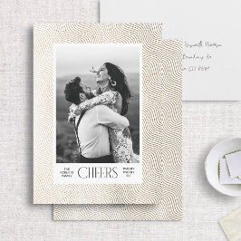 Tarjeta Festiva Líneas onduladas doradas Etched Border Elegant Año