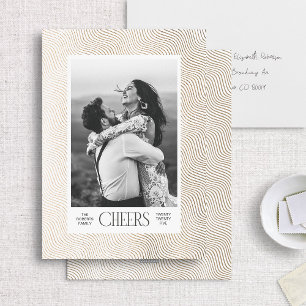 Tarjeta Festiva Líneas onduladas doradas Etched Border Elegant Año
