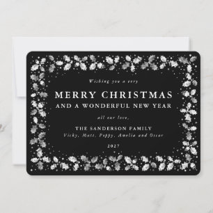 Tarjeta Festiva Lino negro impreso Holly