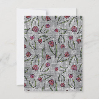 Tarjeta Festiva Lino rústico francés patrón de tulipán: Floral ros