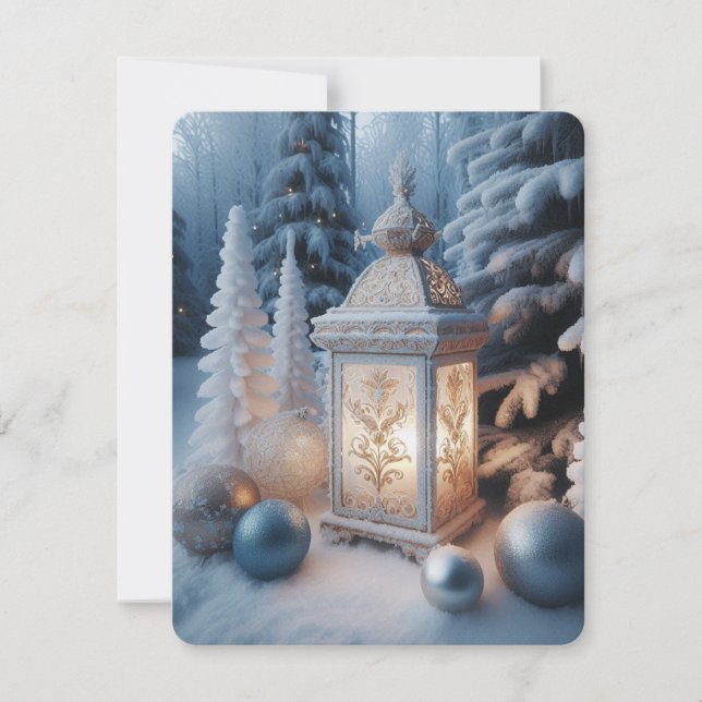 Tarjeta Festiva Linterna de escarcha ornamentada de invierno (Anverso)