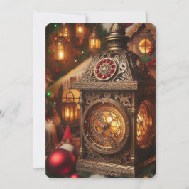 Tarjeta Festiva Linterna de Santa ornamentada con estilo steampunk