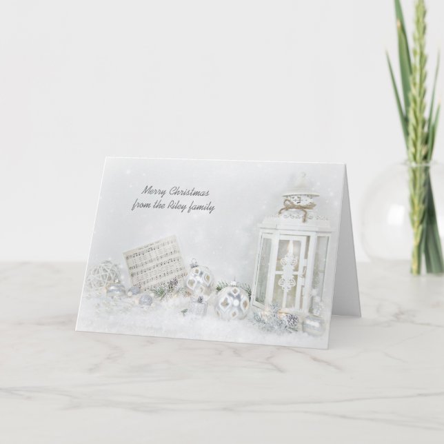 Tarjeta Festiva Linterna nocturna silenciosa de los navidades (Anverso)
