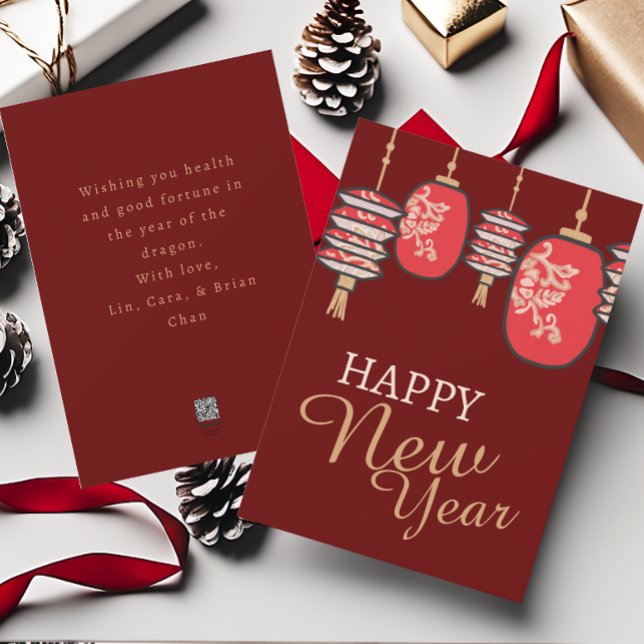 Tarjeta Festiva Linterna roja de Año Nuevo Lunar (Subido por el creador)