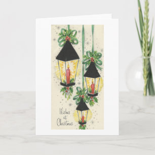 Tarjeta Festiva Linternas navideñas vintage