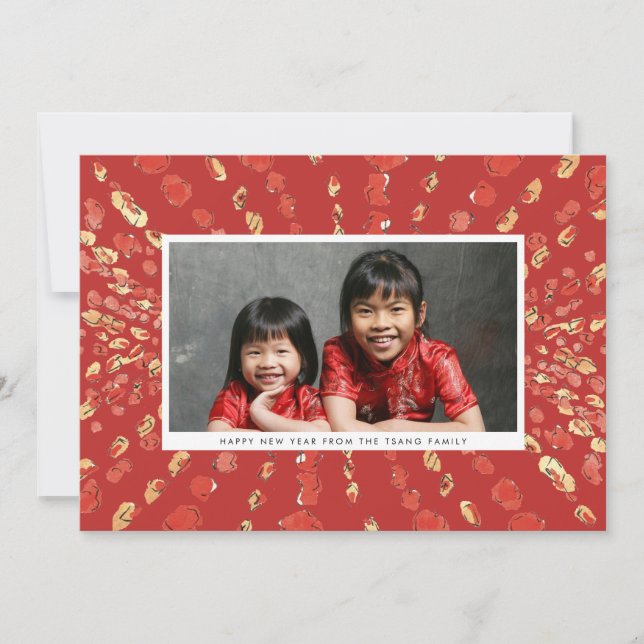 Tarjeta Festiva Linternas rojas Foto de Año Nuevo Lunar chino (Anverso)