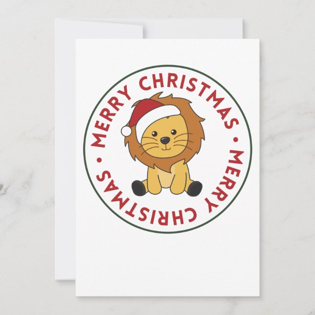 Tarjeta Festiva Lion Christmas Snow Winter Animals Lions (Anverso)