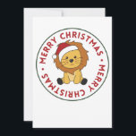 Tarjeta Festiva Lion Christmas Snow Winter Animals Lions<br><div class="desc">The lion for Christmas greeting card. Funny animals with gifts and snow for the holidays. Also funny for christmas in July. Lions are cute animals and perfect for Christmas.</div>