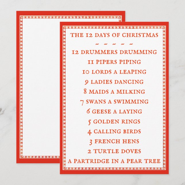 Tarjeta Festiva LÍRICA plana II de 12 DÍAS 5x7 (Anverso / Reverso)