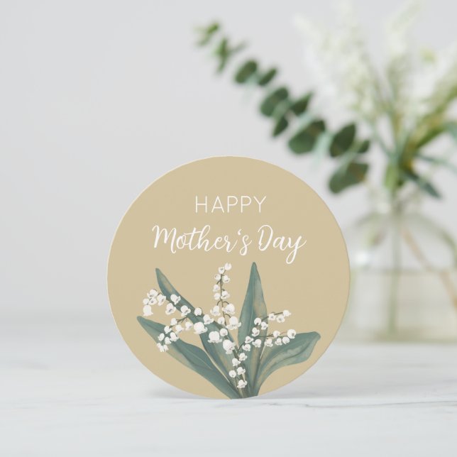 Tarjeta Festiva Lirio de los valles Feliz día de la madre (Anverso de pie)